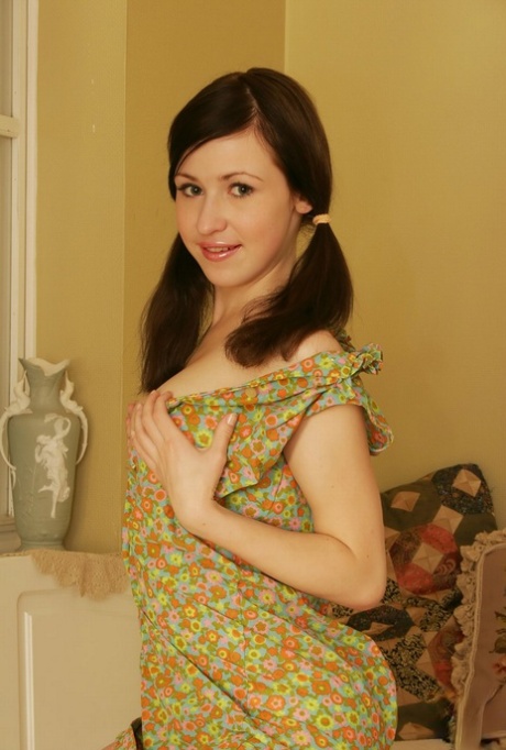 Cute young girl Vika masturbates with a sex toy in over the knee socks 13526577
