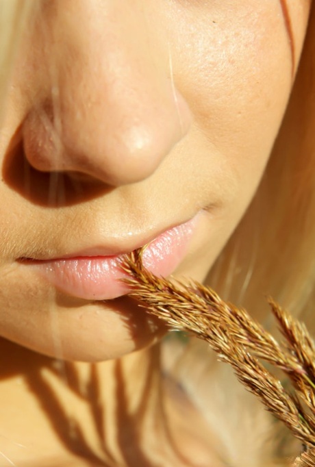 Gorgeous blonde teen Paloma B models totally naked amid long grasses 25645704